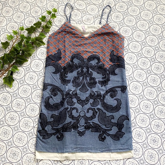 Alya Dresses & Skirts - Alya boho embroidered chambray tunic/ mini dress
